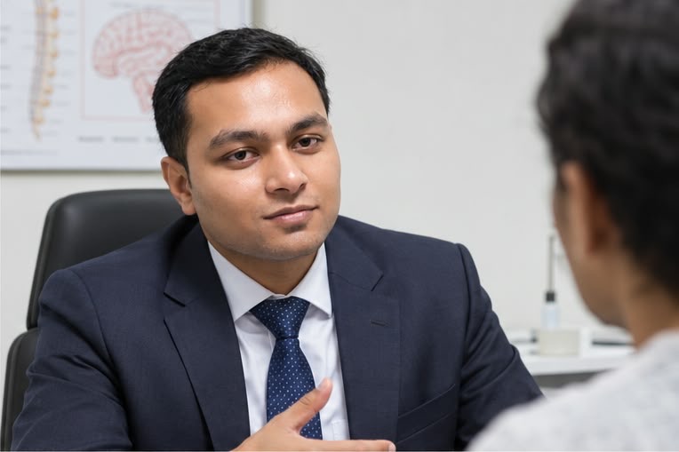Dr Rahul Gupta in consultation with a patient